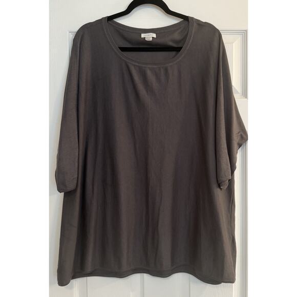Garnet Hill Sweater Top Women’s LG Gray Silk Blend Lagenlook Oversized Dolman - Picture 1 of 11